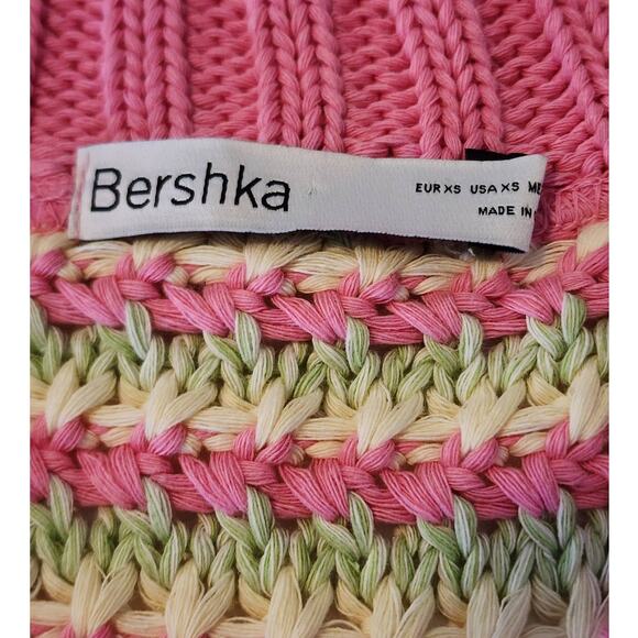 Bershka Pastel Striped Knit Cropped Sweater Vest Pink and Green Y2K Style - Picture 4 of 6